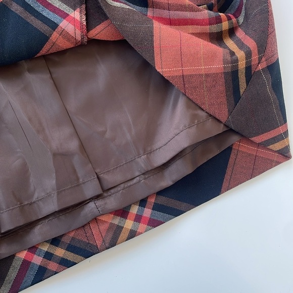 LIMITED Orange Black Fall Autumn Winter Plaid A-line Skirt Size 2, New with Tags - Picture 4 of 7